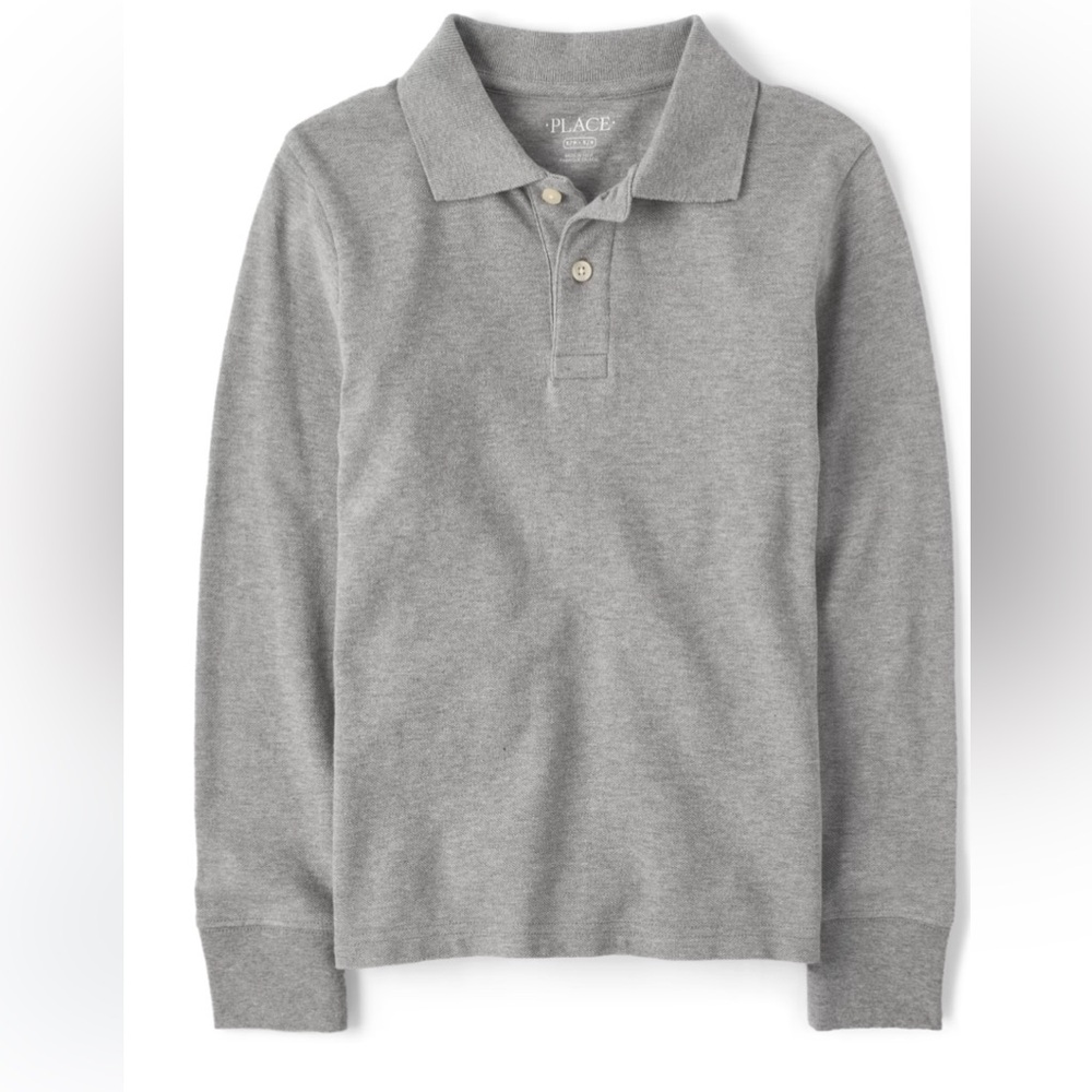 Gymboree Boys Uniform Pique Polo Long sleeve - Gray Size 16 XXL
